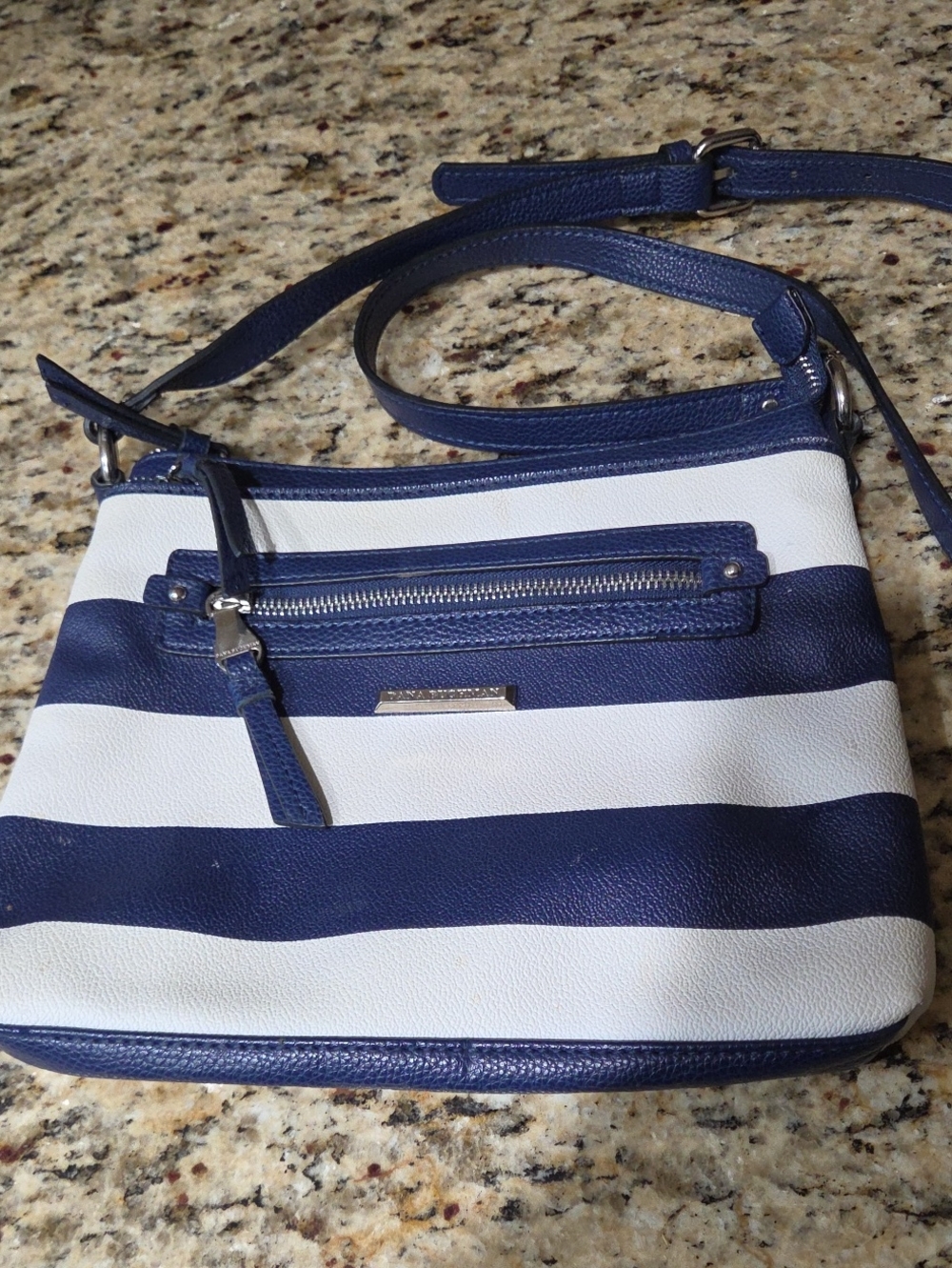 Dana Buchman blue and white striped crossbod Striped Navy and White Crossbody